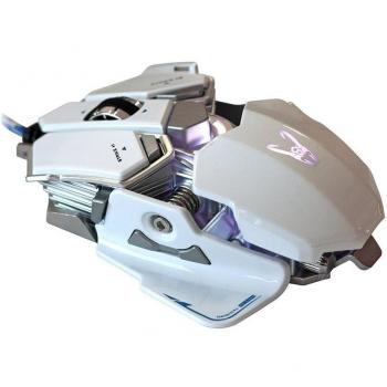 Woxter Stinger GX 250 M Blanco - Ratón Gaming Profesional con Estructura Metálica, Sensor AVAGO 5050, Diseño Transformer, Macros, Rueda 3D, Resolución hasta 2000 dpi y Retroiluminación en 4 Colores/10 Botones Programables