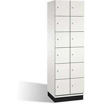 Armario de Compartimentos Bajo Llave Cambio C+P, 6 Taquillas, 2 Divisiones, Puertas HPL, Color Blanco