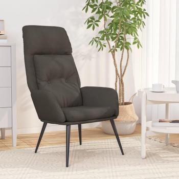 Sillón relajante gris oscuro en cuero similar de gamuza con estructura resistente, tapizado en piel de ante sintética, diseño ergonómico para mayor comodidad y reposabrazos acolchados