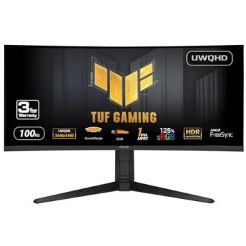 ASUS TUF Gaming 34 UWQHD Curved Monitor - 3440x1440, 100Hz, VA Panel, HDR, FreeSync