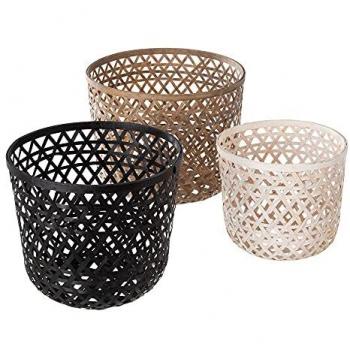 Macetero de Bambú 45 x 45 x 37 cm - Set de 3 Unidades para Decoración del Hogar