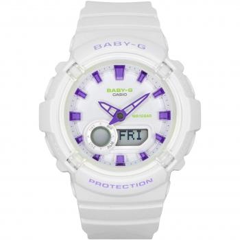 Casio Baby-G Women's 100M Analog Digital Quartz Watch with Resin Strap and White/Blue Dial