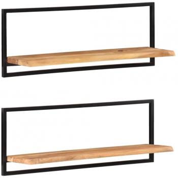 vidaXL Wall Shelves 2 pcs 100x24x35 cm Solid Wood Acacia and Steel