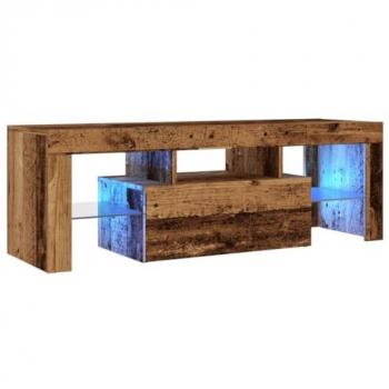 Mueble TV luces LED madera ingeniería envejecida 120x36,5x40 cm vidaXL