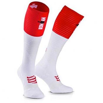 Compressport Medias de Compresion-Full Socks UltraLight Racing - Ironman 2017 Rojo/Blanco - T1
