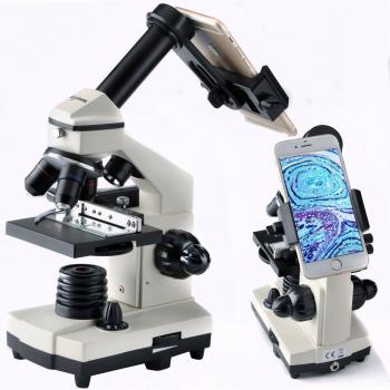 Solomark Microscopio 20x -1280x Compuesto Microscopio, Profesional Monocular Compuesto Biológica Microscopio Set, con Indicador LED, Adaptador de Smartphone, y Otros Accesorios