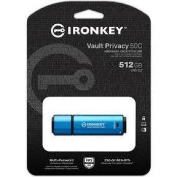 Kingston Technology IronKey 512GB USB-C Vault Privacy 50C AES-256 Encrypted FIPS 197
