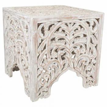 Mesa de Centro Alexandra House Blanco Madera de Mango 45 x 45 x 45 cm