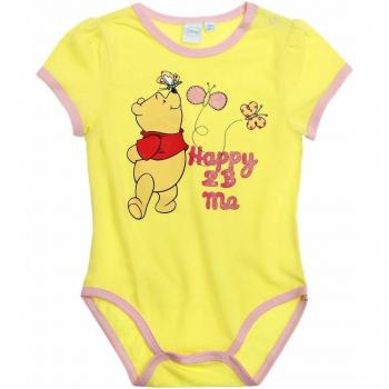 Body bébé fille manches courtes Winnie l'ourson Jaune/rose de 3 à 23mois