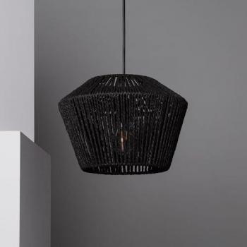 Lámpara Colgante de Papel Trenzado Trenza Lebil Negra para Decoración de Salón, Habitación y Dormitorio