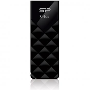 Silicon Power USB Flash Drive 64 GB Ultima U03 with Retractable USB Connector, Data Backup and Restore, AES 256-bit encryption - Black