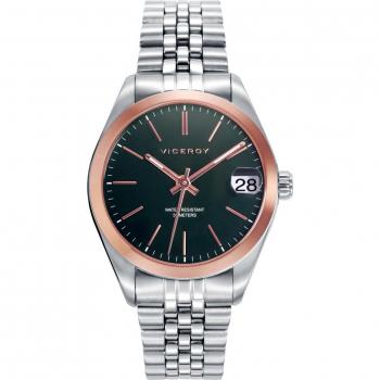 Viceroy - Reloj de mujer Chic de acero con esfera verde y bisel IP rosa