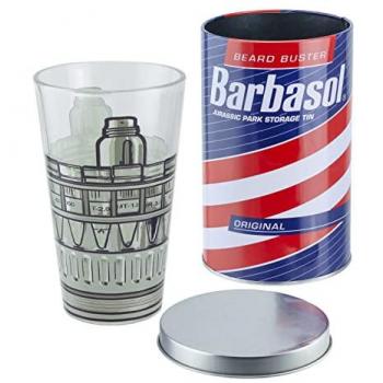 Vaso de Vidrio Barbasol Jurassic Park 400ml en Caja Metálica