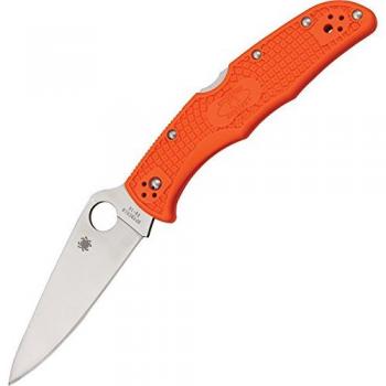 Spyderco Endura 4 Lightweight Folding Knife - Orange FRN Handle, Flat Ground Silver Blade