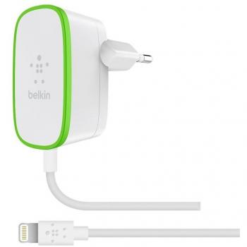 Belkin F8J204vf06-WHT - Cargador doméstico DE 2,4 A con Cable Lightning Integrado para iPhone y iPad, 1,8 m, Blanco