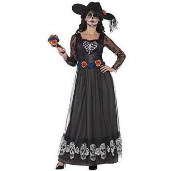 Smiffys Disfraz de Esqueleto de Novia del día de Muertos, Negro, con Vestido, Sombrero y