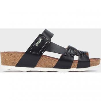 Sandalias de cuña de piel MAHON W9E en color negro con cierre adherente - Pikolinos