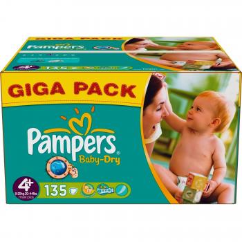 PAMPERS Pañales Baby-Dry Talla 4 maxi plus