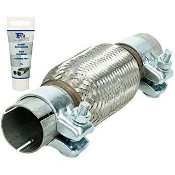Tubo Flexible de Acero Inoxidable 45 x 150 mm con 2 Abrazaderas y Montaje Sin Soldadura
