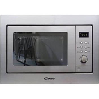 Candy MIC201EX, Microondas Integrable de 20L con Grill, 1250W, Digital, 8 Funciones y Programas, Plato de 24.5CM, Rack para Grill, Descongelación Automática y Apertura Izquierda - Acero Inoxidable Antihuellas