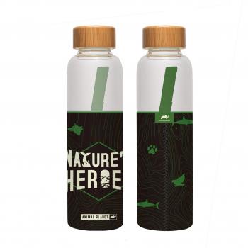 Botella de agua de vidrio con tapón de bambú - 500 ml