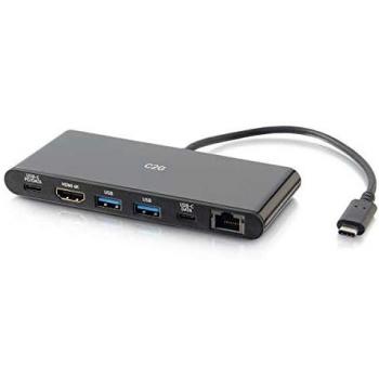 Estación de conexión USB-C con HDMI 4K, Ethernet, USB y alimentación