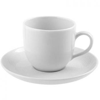 Taza de café con plato de porcelana grabado blanco H&H 4470059 Charme, color blanco, capacidad cc110