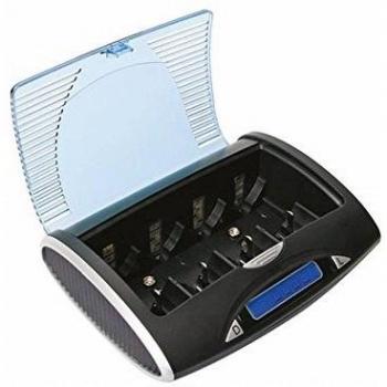 Cargador/descargador rápido universal para baterías NiMH con pantalla LCD y salida USB Velleman