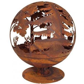 Esschert Design Brasero con Corte Láser Dimensiones 57,5x57,5x66 cm Color Oxido