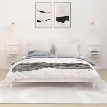 Estantes mesitas de pared 2 uds madera maciza de pino natural, blanco y gris - Mueble Almacenaje Estantería para Oficina, Estudio, Dormitorio - Estantería/Librería/mueble de Almacenamiento
