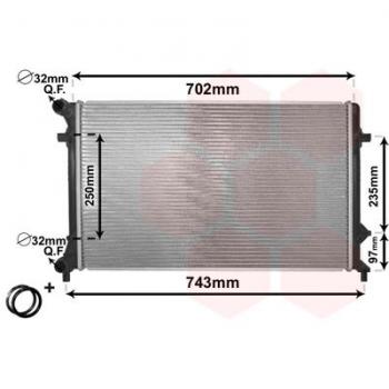 Radiador de Refrigeración del Motor Van Wezel 58002205 para Audi A3, Seat Altea, Skoda Octavia, VW Golf y Jetta