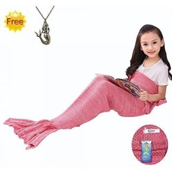 Skysea todas temporadas sirena manta punto acogedor saco manta sofá acurrucarse manta sirena cola gran regalo para los niños 56 * 28 pulgadas
