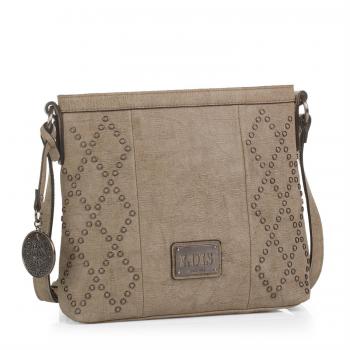 Lois - 93944 Bolso de Mujer Bandolera Ajustable. Bolsillo detrás con Cremallera. Llavero de la Marca. Piel sintética Polipiel, Color Arena
