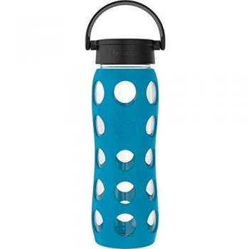Botella de vidrio LifeFactory Classic 650 ml color teal con tapa