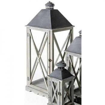 Lámpara Grande Arles Gris de Madera y Metal con Ventanas Laterales 32x32 h90 cm