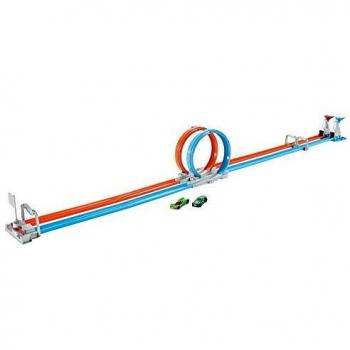 Mattel - Hot Wheels Double Loop Dash con dos coches, pista de coches de juguete