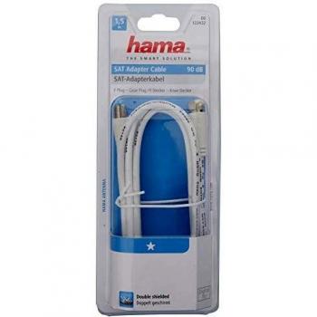 Hama - Cable de conexión de 1,5 m, Conector F a Conector F Sat coaxial