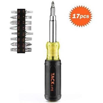 TACKLIFE 16 en 1 Destornillador multipuntas con 16 Puntas Intercambiables, Eje Hueco, Mango de Diseño Ergonómico, CR-V - HSS3B