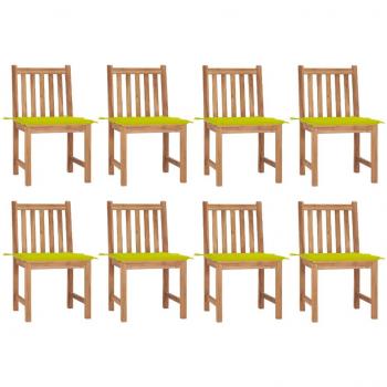 Juego de Sillas de Jardín de 8 Piezas en Madera de Teca Maciza con Almohadas
