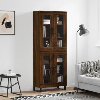 Armario Aparador Alto de Madera Multicapa Marrón Roble 69,5x34x180 cm