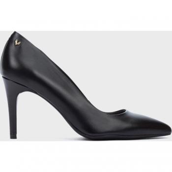 Martinelli Thelma 3366-AZM para Mujer, Zapato de Salón Negro en Piel con Planta de Gel y Tacón Fino de 8 cm
