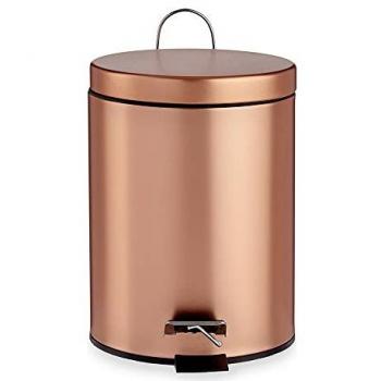 Papelera con Pedal Metal Cobre Plástico 5 L (20,5 x 27,5 x 26,5 cm)