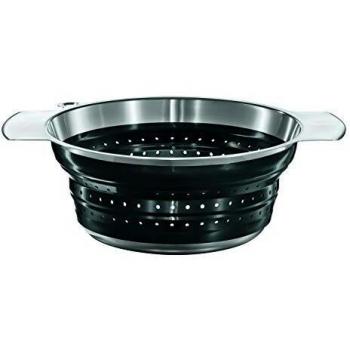 Rösle 24 cm Collapsible Colander - Silicone & Stainless Steel, Black/Silver