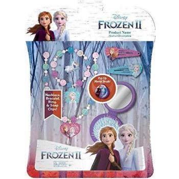 Disney Frozen- Set 6 Accesorios Pelo con Cepillo 2 Sets de cosmética y joyería