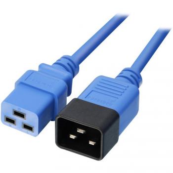 Prolunga de Alimentación IEC C19 a C20, 3m, 1.50mm², 16A, Azul