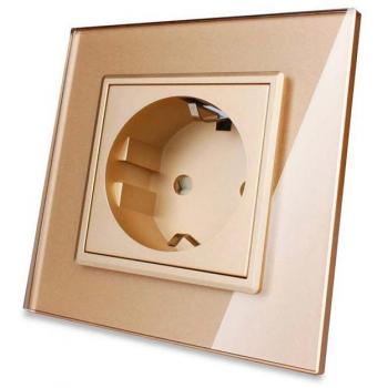 Enchufe Schuko EU 16A frontal golden LEDBOX