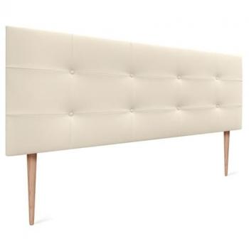 Cabecero Acolchado Capitone de Polipiel Vainilla 160x115cm con 8cm de Grosor para Camas 150/160