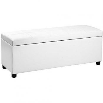 Banco Ottomano Corium con Almacenaje Tapizado en Cuero Sintético - 119 x 38 x 45 cm - Blanco