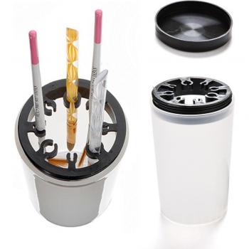 Estuche Limpiador de Brochas para Nail Art con 8 Agujeros y Botella Lavadora Plástica para Gel Acrílico y UV
