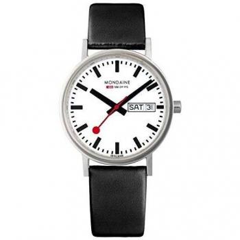 Mondaine Official Swiss Railways Watch Classic Women's/ Men's Watch Quartz Watch with Date and Black Leather Strap